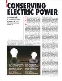 Conserving Electric Power Part I
